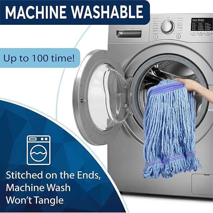 6 Packs Commercial Mop Head Replacement, Mop Heads Replacements – Heavy Duty Commercial Floor Cleaning – Super Absorbent Cotton, Durable & Washable – Ideal for Cleaning Service Companies & Homeowners