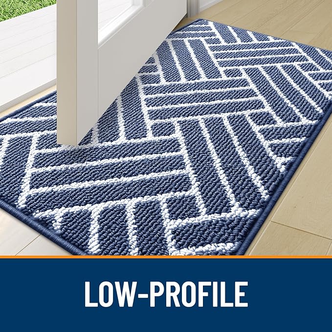 OLANLY Large Indoor Door Mat, 59x35 Inch, Dirt Resistant and Absorbent, Non-Slip Rubber Backing Floor Mats, Easy Clean Low-Profile Doormat for Entryway, Front Door, and Inside Entrance, Navy
