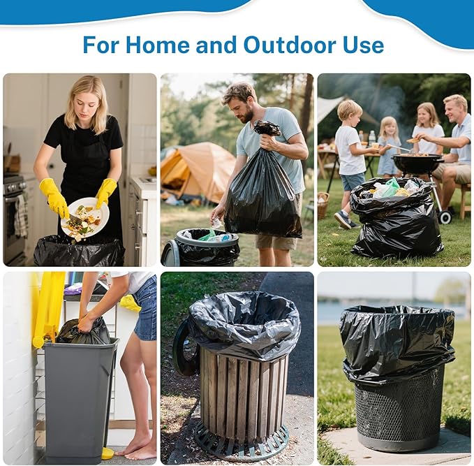 Heavy Duty Trash Bags 55-60 Gallon, Black - 100 Count Bulk Pack | 38" x 58" | Durable & Tear-Resistant Garbage Bags for Home, Commercial, Construction & Outdoor Use | Made in USA