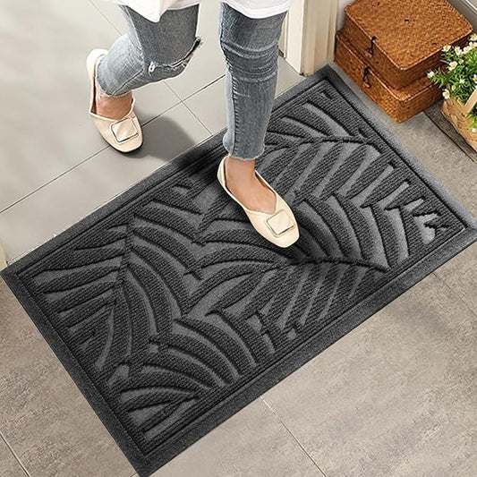 Front Door Mat, Absorbent Resist Dirt Welcome Door Mat Indoor Outdoor, Waterproof Doormat, Sturdy Non Slip Backing, Fade Resistant, Low Profile Entry Mat for Entryway, 36×24, Grey