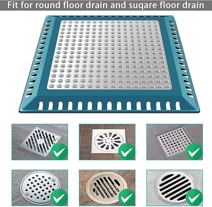 Hair Catcher/Drain Strainer/Shower Drain Cover for Bathroom Floor Drain, Stainless Steel and Silicone (Patented Product)