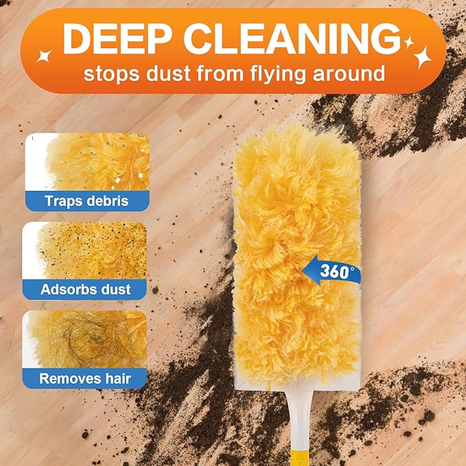 Heavy Duty Duster Refills, Unscented Disposable Dusters Kit for Cleaning Dusting Furniture Blind Ceiling Fan, Multi Surface 360 Feather Duster (100)