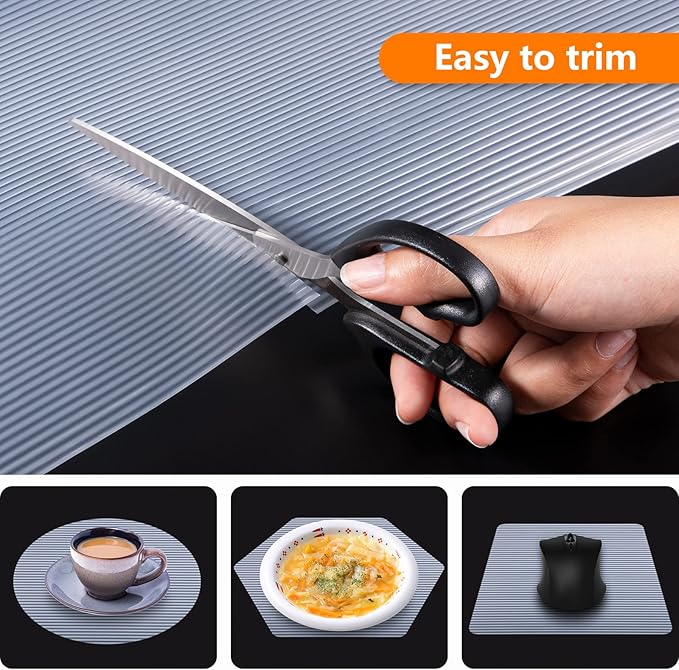 Shelf Liners for Kitchen Cabinets Non Adhesive Drawer Liner EVA Material Cupboard Mat Waterproof Refrigerator Mats Washable Fridge Liner for Cupboard and Desks Clear Shelf Liner 17.3 x 157.4 Inches
