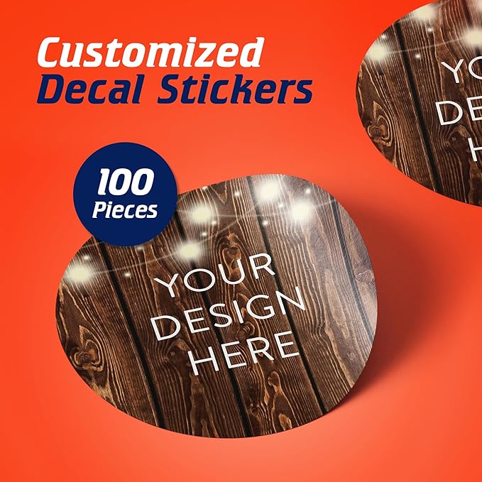 5-1000 Custom Vinyl Stickers - Upload Your own Image, Text, Design, Logo - Personalized Logo Labels for Handmade, Packaging, Bottle, Jars, Candle, Brand Stickers (Wood Lights, 2x2)