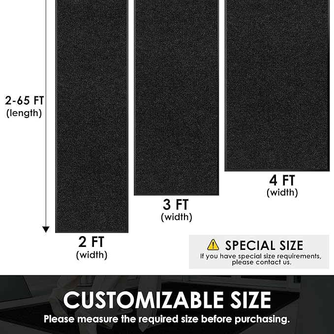 2′ x 39′ Front Door Mat Indoor Outdoor Entrance, Commercial Floor Mat Heavy Duty Dirt Trapper Entryway Doormat, Custom Size Non Slip Rubber Backing Welcome mat, Door Mat for High Traffic Area