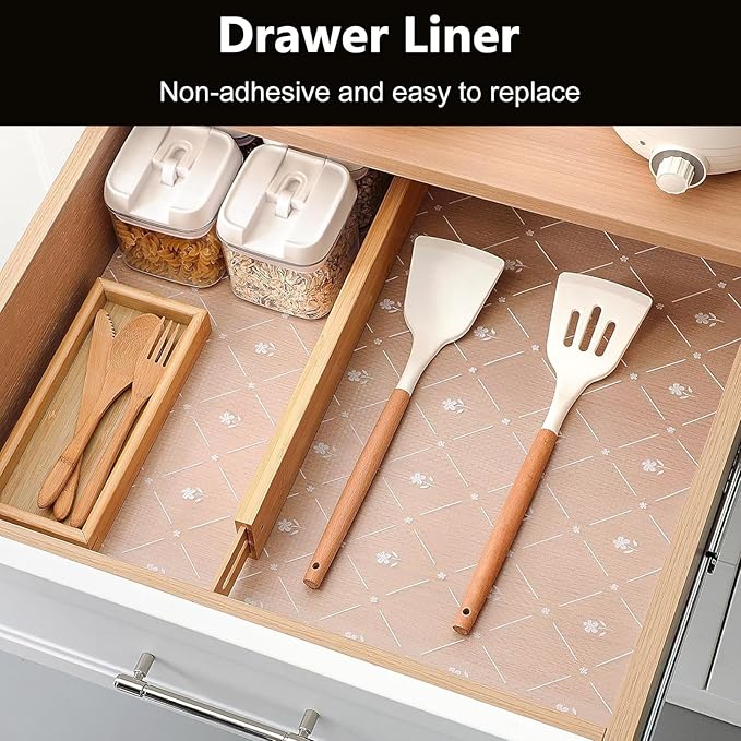 INNOLITES Shelf Liners for Kitchen Cabinets, Non Adhesive Drawer Cabinet Liner, Waterproof Oil-Proof Non-Slip Shelf Liner for Kitchen Pantry Refrigerator 11.8" x 118"