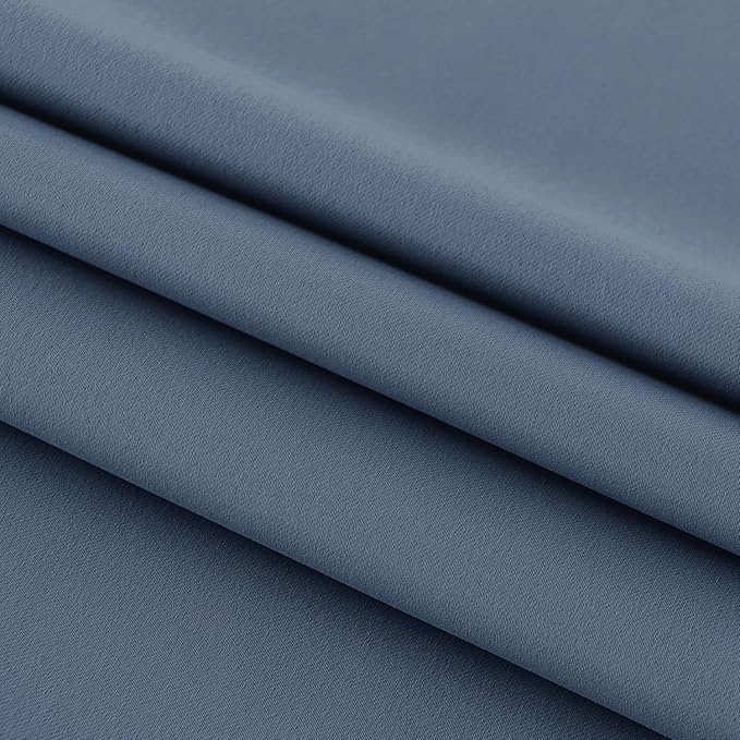 DWCN French Door Curtains – Rod Pocket Thermal Blackout Curtain for Window/Patio Doors/Doorways/Classroom/Kitchen for Privacy, 54W by 40L Inches, 1 Panel with Tieback, Dusty Blue
