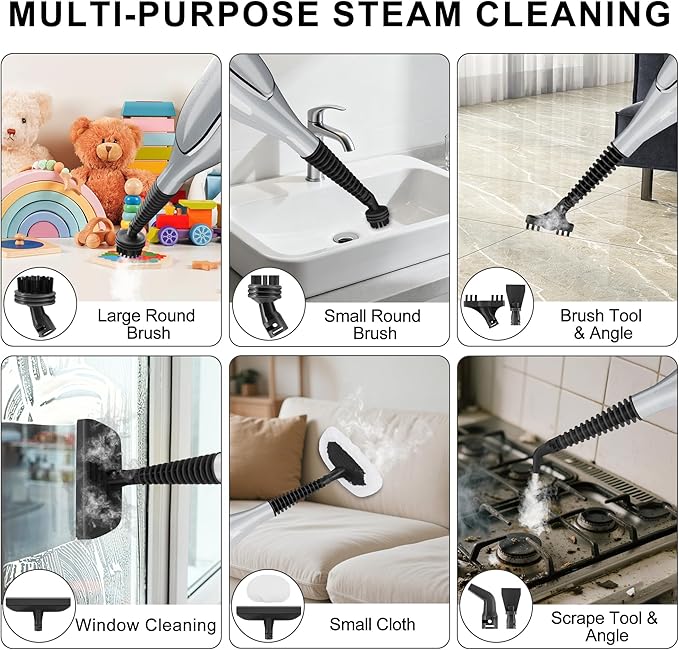 Steam Mop Cleaner, GONGNAR All-in-one Powerful Handheld Steam Cleaner with 11.8 OZ Water Tank & 23FT Power Cord, Detachable Steam Mop for Floor Cleaning, Tiles, Windows, Tile Grout, Carpets, Furniture