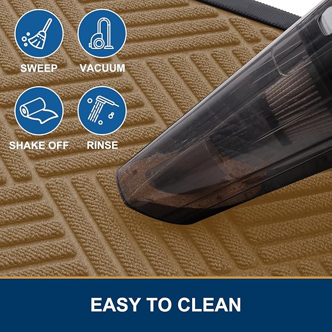 Smiry Half Circle Front Door Mat Outside Entrance, Heavy Duty Outdoor Indoor Natural Rubber Doormat, Non Slip, Trap Dirt and Moisture, Easy Clean Low Profile Patio Porch Entryway Mat, 29.5x17, Coffee