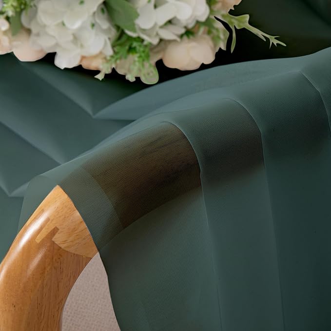 Chyhomenyc Hunter Green Sheer Curtains 84 inches Long 2 Panels Set, Light Filtering Rod Pocket Emerald Voile Sheer Drapes for Living Room Bedroom, 2PCS, Each 42W x 84L
