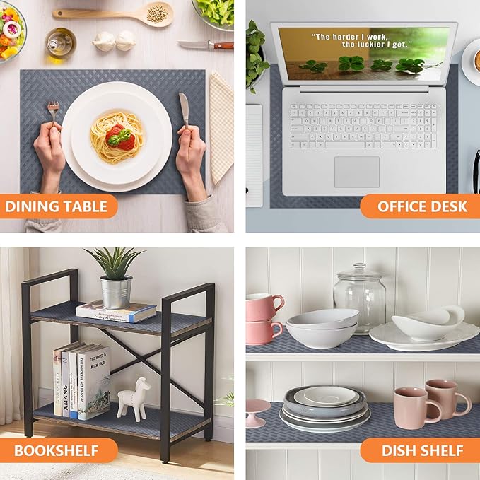 Shelf Liners for Kitchen Cabinets Refrigerator Liners Waterproof & Oil-Proof Kitchen Cupboard Liner Non-Slip Drawer Mats EVA Material Non Adhesive Fridge Liner for Shelves - Gray 17.5 x 393.7 inches