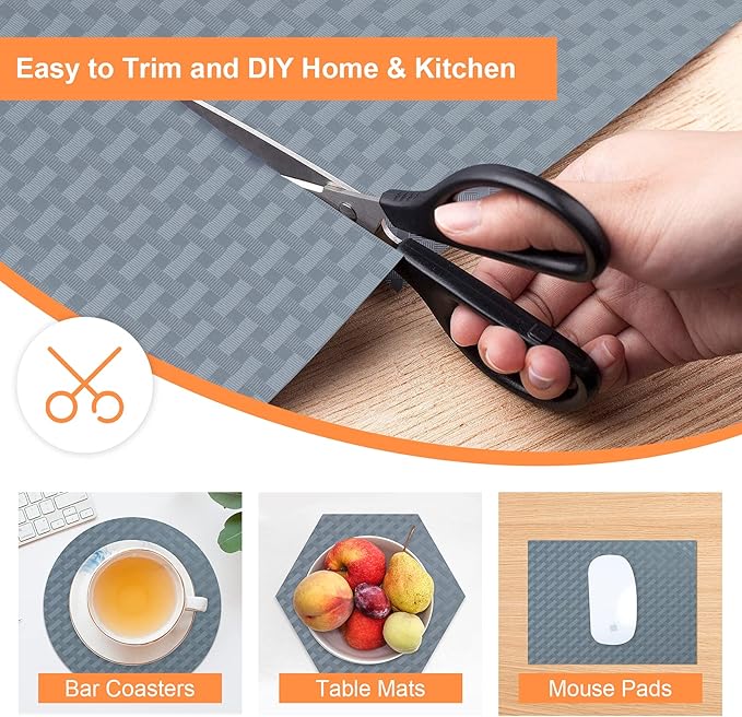 Shelf Liners for Kitchen Cabinets Non Adhesive Drawer Liner EVA Material Cupboard Mat Waterproof Refrigerator Mats Washable Fridge Liner for Cupboard and Desks Shelf Liner 11.8 x 236.2 Inches