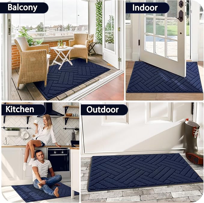 Door Mat Indoor Doormat, Entryway Rug Door Mats Non-Slip Rubber Backing, Low-Profile Entrance Rugs, Absorbent Resist Dirt Doormats Washable Floor Door mat,Blue 20"x31.5"
