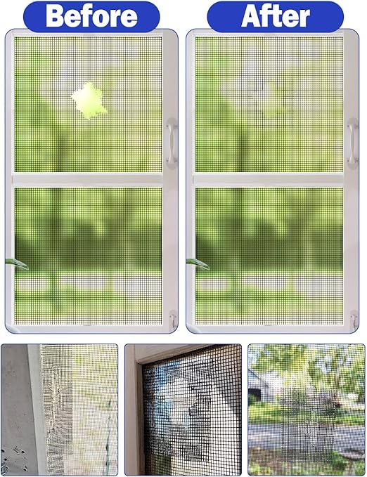 Wohohoho Window Screen Repair Tape, 3 in X 40 FT (480IN) Black Screen Patch Repair Kit, 3-Layer Strong Adhesive Invisible Screen Tape Mesh Repair for Windows, Doors Garage Mosquito Net Magnetic Screen
