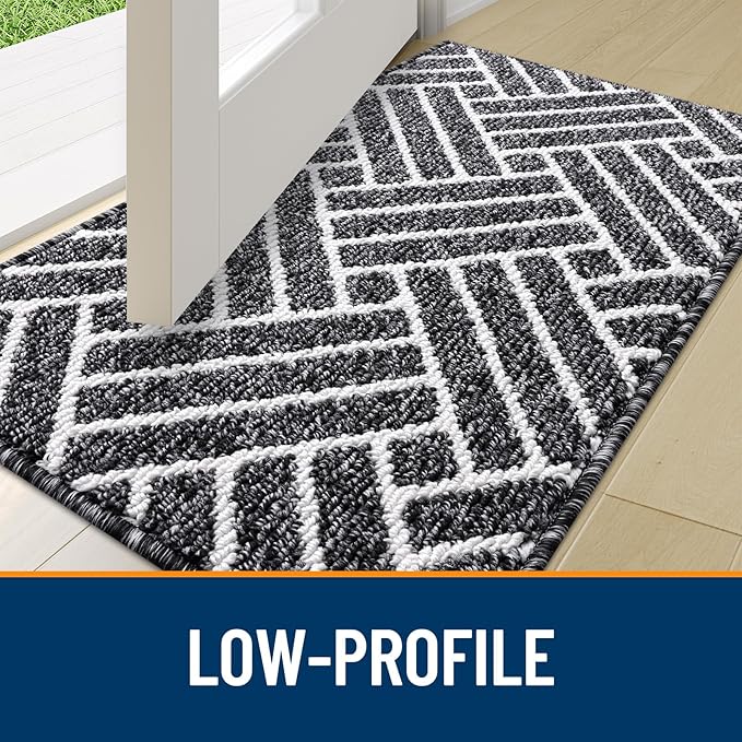 OLANLY Indoor Door Mat, 36x24 Inch, Dirt Resistant and Absorbent, Non-Slip Rubber Backing Floor Mats, Easy Clean Low-Profile Doormat for Entryway, Front Door, and Inside Entrance, Black