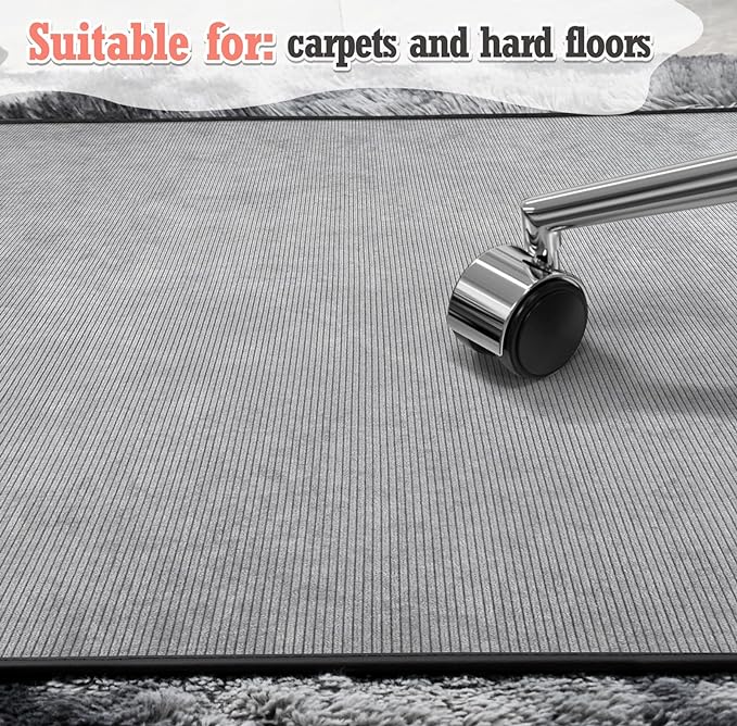 Heavy Duty Office Chair Mat for Carpet and Hardwood Floor Bohemian Desk Chair Mat Rug 36'' x 48'' Corduroy Surface Floor mats for Office Home