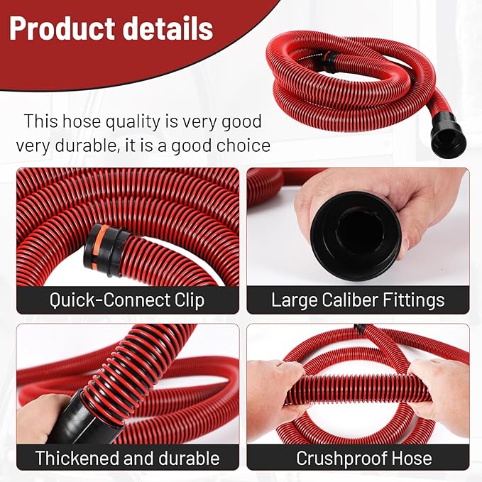 Klabb 10 Feet Dust Collection Hose Kit for Home and Shop Vacuums System with 6 Adapters of Woodworking Power Tool and Sander,Compatible with Multi-Brands Power Tool Adapter Set for Dust Collection