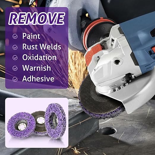 WICHEMI 10 Pack 4'' x 5/8'' Strip Discs Rust Remover Paint Stripping Wheel for Angle Grinder, Quick Abrasive Discs Rust Oxidation Surface Cleaning