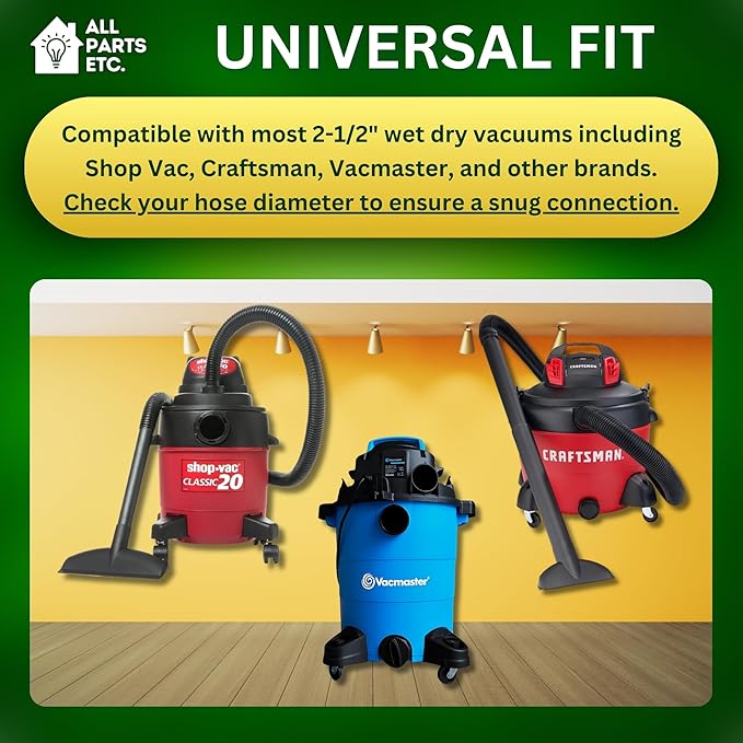 2.5" Vacuum Hose Coupling Connector – Wet Dry Vac Hose Adapter Compatible with Shop Vac, Craftsman & More– Extend Vacuum Reach by Joining 2 Hoses
