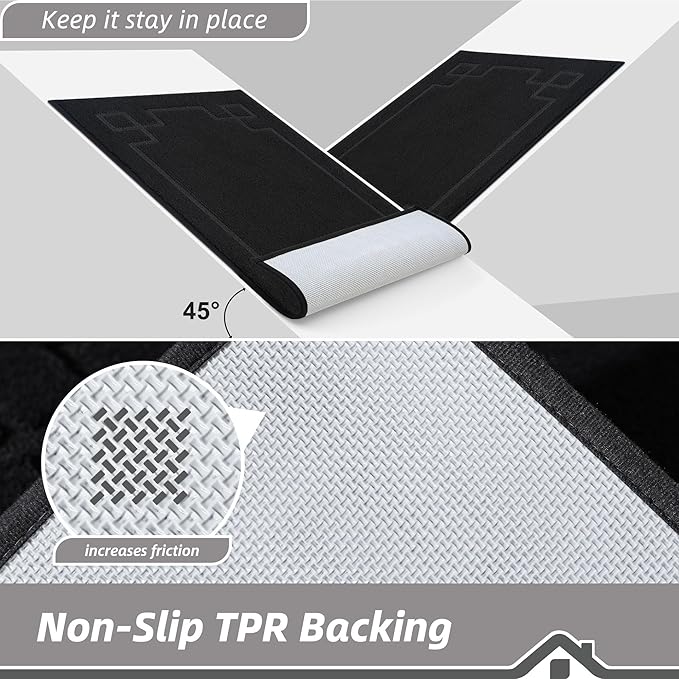 BEQHAUSE Door Mat 36" x 60", Non-Slip Door Mats Indoor Entryway Rugs Washable Low-Profile Absorbent and Stain Resist Floor Mats, Dog Door Mat for Front Back Door, Muddy Wet Shoes & Paws, Black