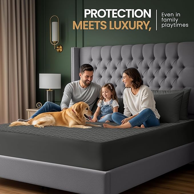 Utopia Bedding Waterproof Mattress Protector Twin XL (Gray) Size, Premium 3D Air Soft Fabric Mattress Cover, Fits 15 Inches Deep, Breathable, Fitted Style with Stretchable Pockets