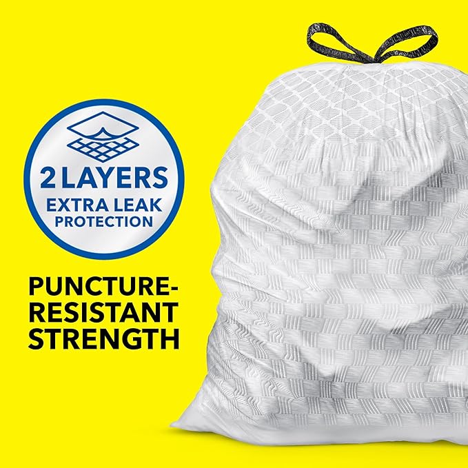 Glad Tall Kitchen Drawstring Trash Bags - Odorshield 13 Gallon White Trash Bag, Febreze Fresh Clean, 110 Count