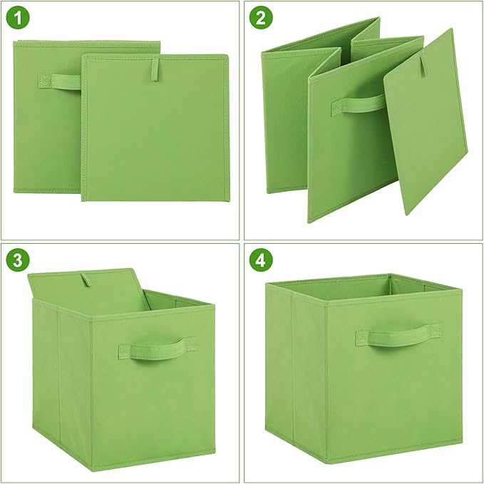 Stero Fabric Storage Bins 6 Pack Fun Colored Durable Storage Cubes with Handles Foldable Cube Baskets for Home, Kids Room, Closet and Toys Organization Multi Colors-1