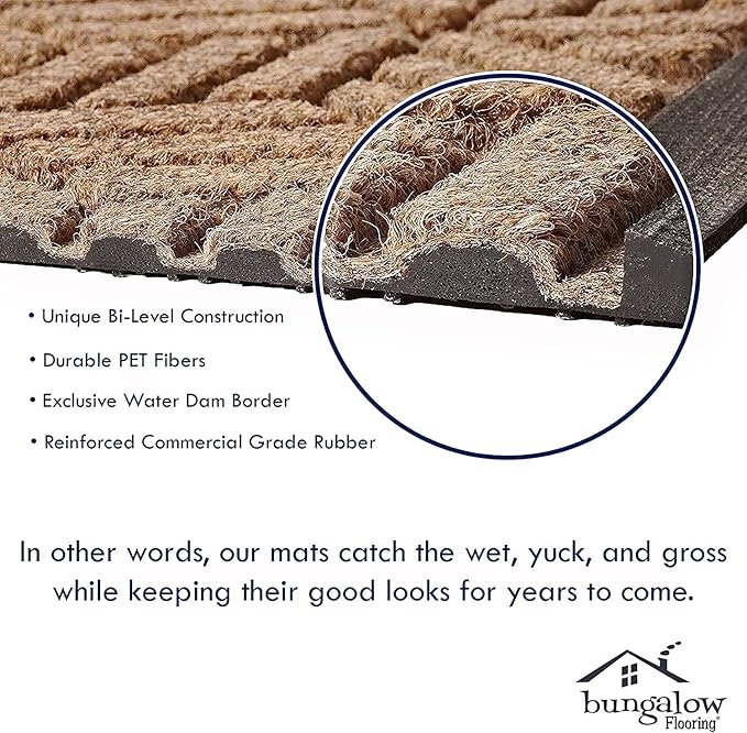 WaterHog Heavy Duty Doorway Mat, 4' x 6', Made in USA, Durable & Skid-Resistant Entryway Mat, Water-Trapping, Indoor/Outdoor Decorative Floor Covering, Cordova Collection, Evergreen