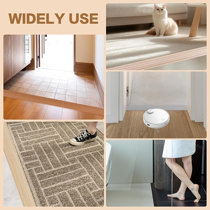 Floor Transition Strip Vinyl Door Threshold Ramp Self Adhesive Carpet Edging Strip Doorway Edge Trim, Overlap Edge Reducer for Laminate Carpet, Floor, Tile (Black, 2/5" to 3/5", 10Ft)