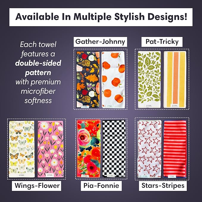 2 Double Sided Microfiber Hand Towels, 17x27 Inches Waffle Design Kitchen Towels Set, Durable & Soft Fast Drying Hand Wash Cloth and Dishcloth for Everyday Use at Home (Pat & Tricky- Green/Cream)