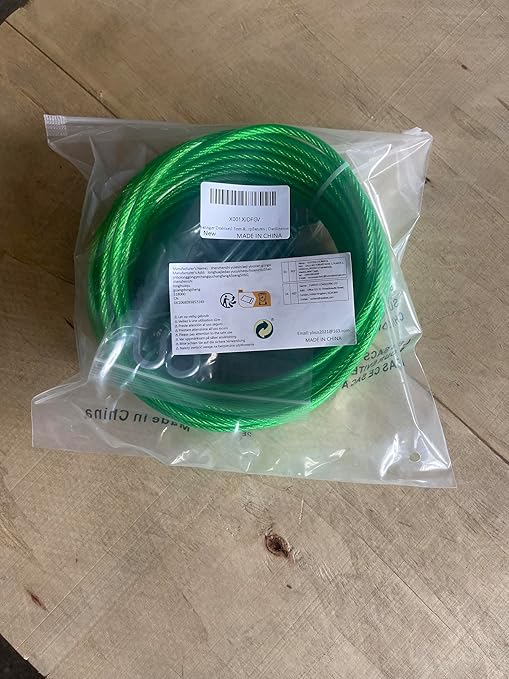 M6 Turnbuckles for Cables Wire, 3/16" Green PVC Coated Wire Rope Kit, Multi-use Steel Cable for Grape Vines/Clothes Line Outdoors for T Post/String Light Hanging/Garden Wire