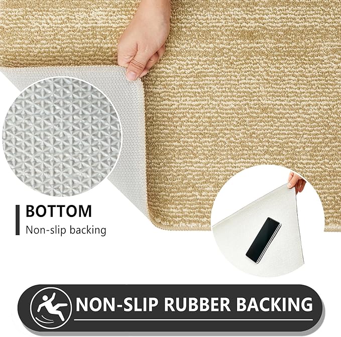 REFETONE Indoor Doormat, Front Door Mat 24"x36" Absorbent Rubber Backing Non Slip Back Door Mats, Washable Low-Profile Inside Floor Mat Door Rugs for Entryway, Resist Dirt Mud Mat for Dogs, Brown