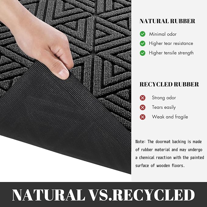 Yimobra Front Door Mat Outside Entrance 72 x 24, Waterproof and Washable Outdoor Mat, Non Slip Rubber Backing, Heavy Duty Welcome Matt for Home Entry Floor Porch Garage Office, Low Profile, Black
