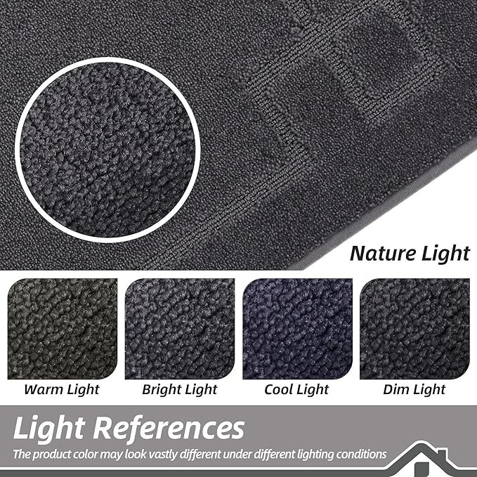BEQHAUSE Door Mat 36" x 60", Non-Slip Door Mats Indoor Entryway Rugs Washable Low-Profile Absorbent and Stain Resist Floor Mats, Dog Door Mat for Front Back Door, Muddy Wet Shoes & Paws, Dark Grey