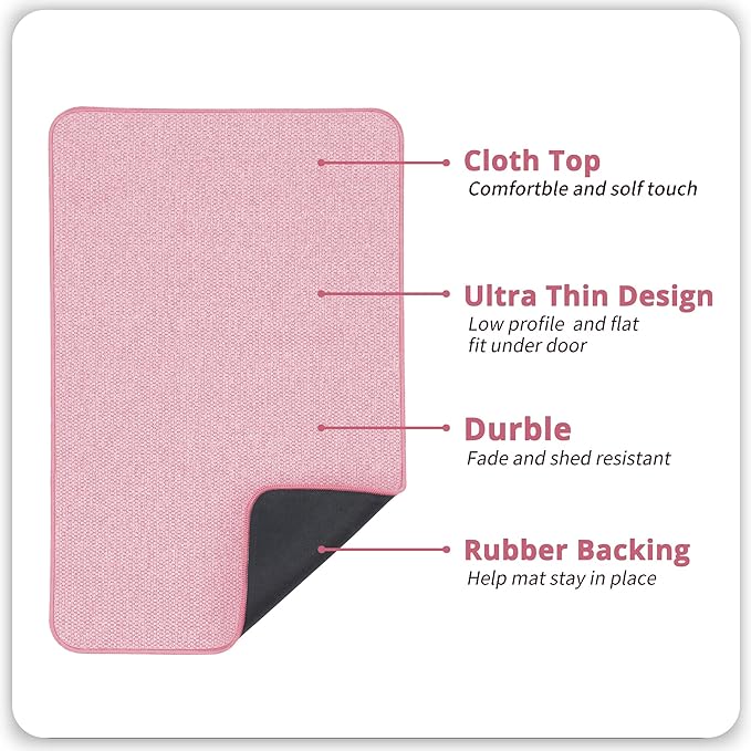Bath Mat,Ultra Thin Bathroom Runner Rugs,Large Bath Mats for Bathroom,Quick Dry,Non-Slip,Machine Washable,Low Pile,Bath Rug,Shower Outside,Sink,Home Decor Accessories.Pink,1'5"x2'11"（17x35inch）