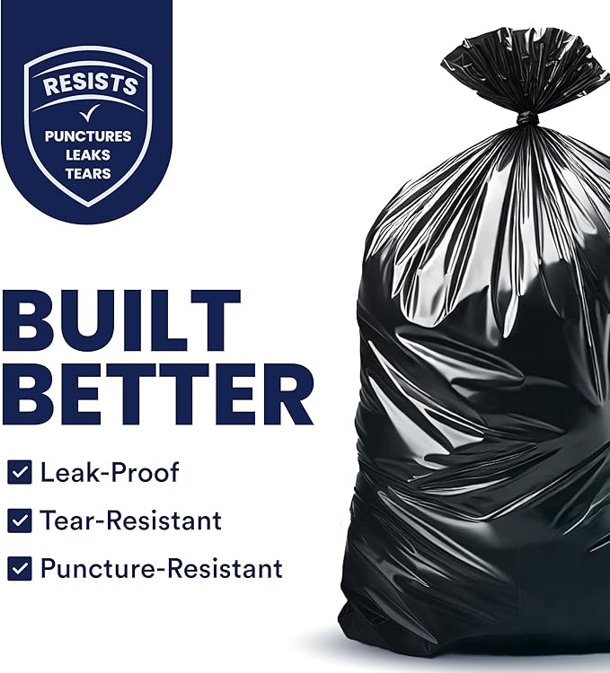 Plasticplace 55 Gallon Contractor Bags, Black, 38'' x 58'', 4 Mil, 32/Case