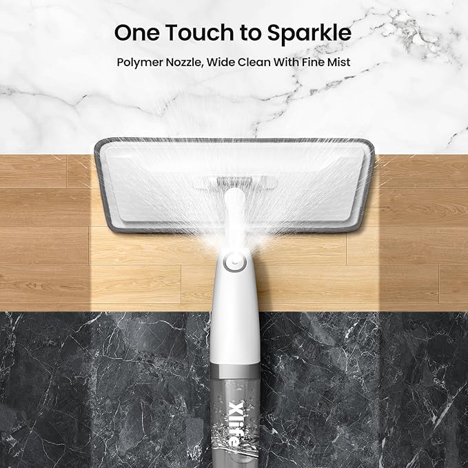 Spray Mops for Floor Cleaning, Xlife Microfiber Dust Mop with 3 Washable Pads Mop with Sprayer Wood Mops Commercial Home Use for Wood Hardwood Laminate Ceramic Tiles Floor-Gray (No Cleaner)