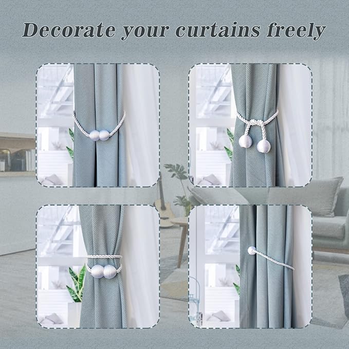 Hion Magnetic Curtain Tiebacks Dark Brown 6 Pack, Curtain Tiebacks Buckles Holdbacks Holders Hooks Clip for Home Bedroom Office Decorative Thick or Thin Curtain