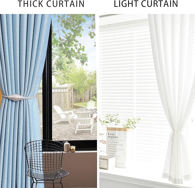 2 PCS Magnetic Curtain Tiebacks, European Style Convenient Drape Tie Backs Holdbacks for Thin or Thick Home & Office Window Draperies, No Tools Required（Beige）