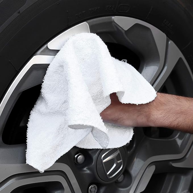 Arkwright W11 Terry Cloth Towels for Cleaning - Soft Cotton Blend Washable Multi-Purpose Bar Mop, Absorbent & Quick Dry, Box of Rags for Kitchen, Auto Shop, and Garage, 10 lb, White