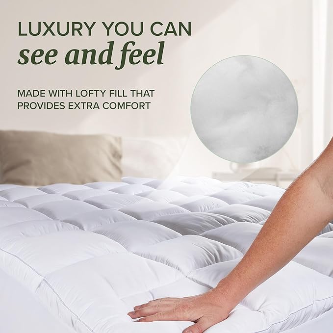 Beckham Hotel Collection Twin XL Size Hybrid Mattress Protector & Pad - Extra Padded, Thick, Plush, & Fitted Mattress Topper for Bed - Quilted Pillow Top Mattress Cover