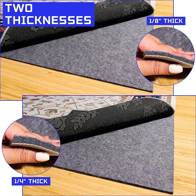 Waterproof Non-Slip 1/4” Extra Thick 8x10 ft Rug Pad for Large Area Rugs Durable Felt Floor Protection pad for All Floors, Suitable for Cutting. Rug Pads Keep Rugs in Place and Provide Cushioning