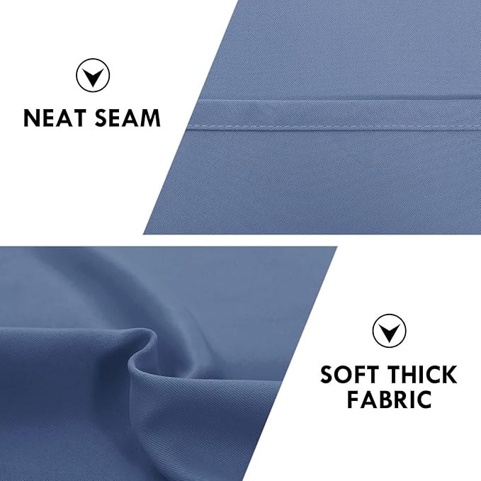 DWCN Blackout Curtains – Thermal Insulated, Energy Saving & Noise Reducing Bedroom and Living Room Curtains, Dusty Blue, W 42x L 36 Inch, Set of 2 Rod Pocket Curtain Panels