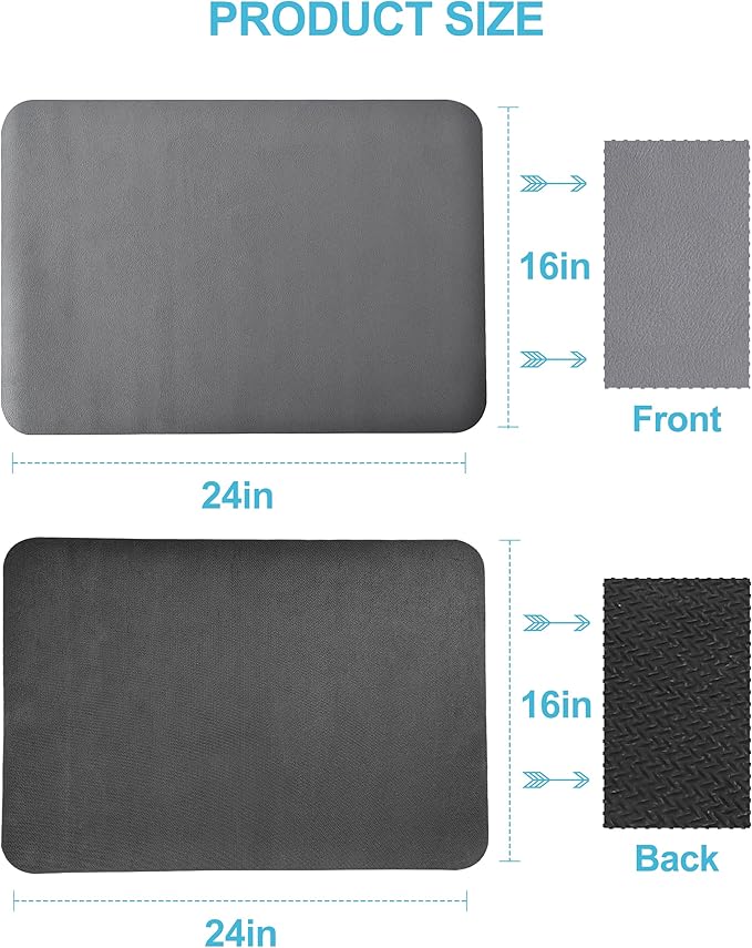 Dish Drying Mat for Kitchen Counter, 16"x24" Dish Drying Pad with Non-slip Rubber Backed, Hide Stain Anti Absorbent for Kitchen Counter, Drying Mat for Coffee Machine Dish Rack (Grey)