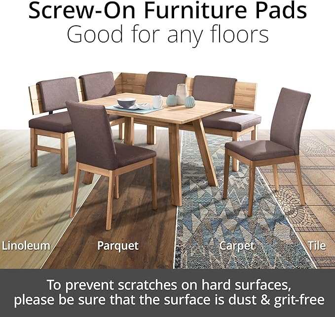 Chair Glides X-PROTECTOR – 8 PCS 1" Furniture Glides – Screw-On Chair Sliders – Premium Chair Leg Floor Protectors – Slide Furniture Effortlessly on All Floor Types with Small Furniture Sliders!