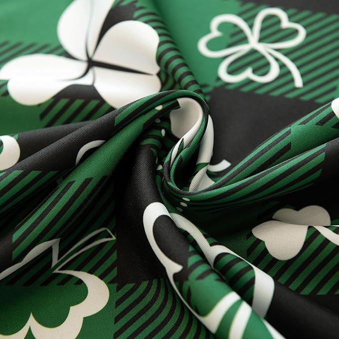 Saint Patricks Day Classic Buffalo Shamrock Tablecloth Fabric - Oblong 58x144 Inch Water Proof Checkered Table Cloth for Indoor Outdoor - Irish-Themed Gifts Table Cover for Holiday, Party