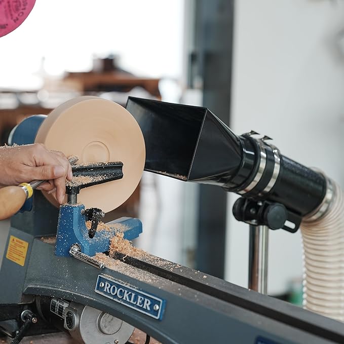 Dust Extraction Hood with Flexible Rubber Cuff for Interchangable Dust Hood for Woodturning Lathe, Woodturning tools.