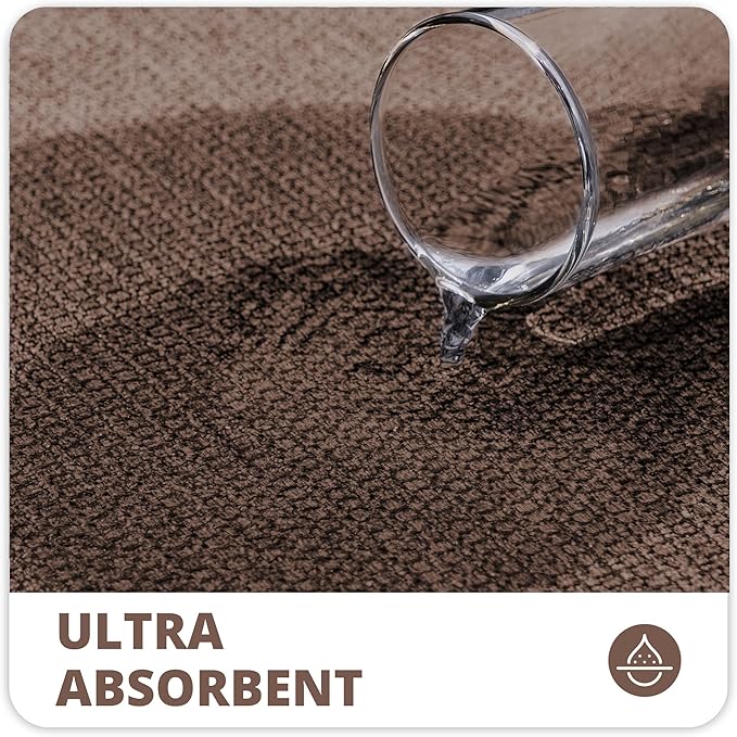 Bathroom Rugs Set 2 Pieces,Thin Bathroom Mats,Toilet Rugs,Quick Dry,Non-Slip,Machine Washable,Low Pile,Absorbent Bath Mats,Shower,Sink,Home Decor Accessories.Brown,1'5"x2'3"+1'8"x2" U Shape