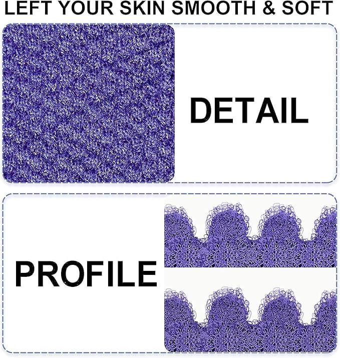Evridwear Exfoliating Gloves for Shower, 100% Nylon Thick Soft Medium Heavy Bathing Gloves Dead Skin Remover Body Scrubber Smooth Skin with Hang Loop, Purple