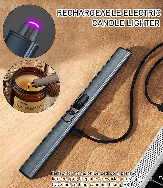 5IN1 Candle Accessory Set, Candle Wick Trimmer Cutter, Candle Snuffer & Candle Wick Dipper,Electric Lighter,Storage Tray Plat & Bag for Aromatherapy Candle Lover (Black)